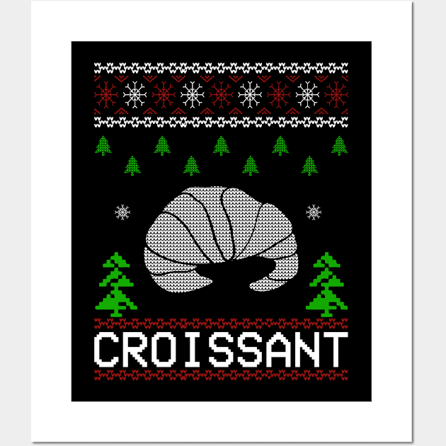 Christmas Funny Ugly Croissant Xmas Holiday Gift Wall Art by Hasibit